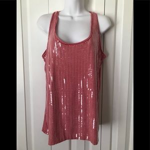 Ann Taylor LG Red & White Tank Top Front Lined